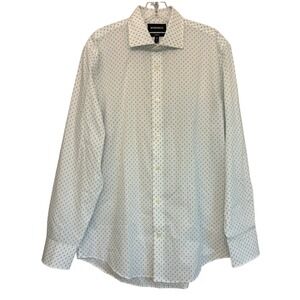 Bonobos Mens Dress Shirt 16x35 Standard Fit White Blue Cloud Lightning BSH00550D